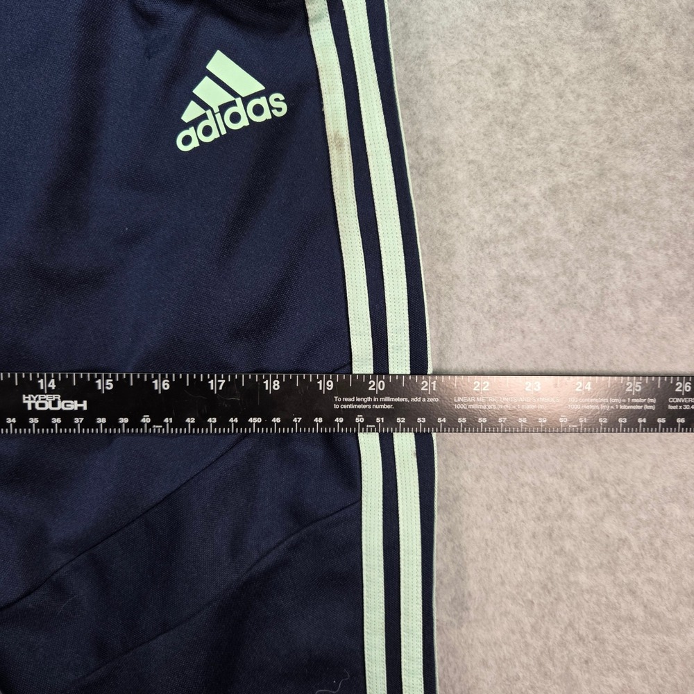 Adidas Track Pants Men Large Navy Blue Light Green Three Stripe Athletic Tapered - Picture 8 of 9